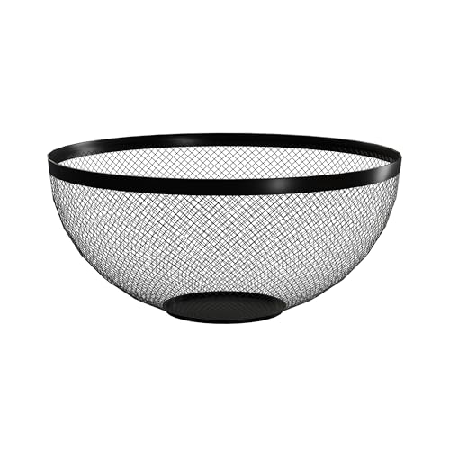Image of Kuber Industries Metal Fruits & Vegetables Basket Bowl | Veggie Baskets for Dining Table Accessories | Storage Bowls for Decorative Pantry, Home & Kitchen Multi-Purpose Use - Black 27x27x13 cm