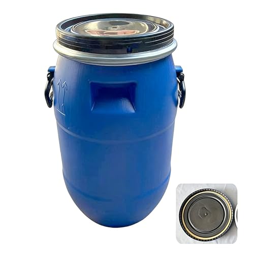 Plastic Barrel with Lid, Shipping Barrel with Metal Hoop, Plastic Drum for Fermentation, Water Storage, Camping and Home Use(30L)