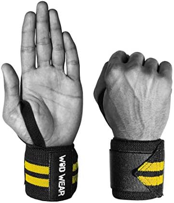 WOD Wear Elastic Wrist Wraps for Powerlifting, Strength Training, Bodybuilding, Cross Training, Olympic Weightlifting, Yoga Support - One Size Fits All - 100%