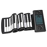 49 Tasten Roll up Faltbares Piano Klavier für Anfänger, Regenbogen Electronic Keyboards mit 8 Töne 6 Demos, Wiederaufladbar Silikon Mini Klavier mit Aufnahme Monitor modus
