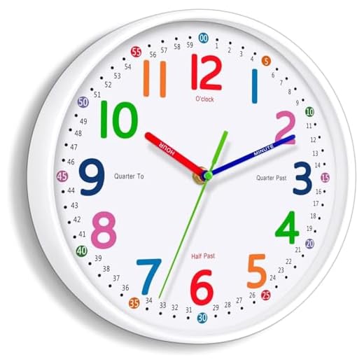 Silent Kids Wall Clock – Non-Ticking, Battery-Powered, Ideal for Teaching Time and Stylish Décor in Any Room - 8 Inch
