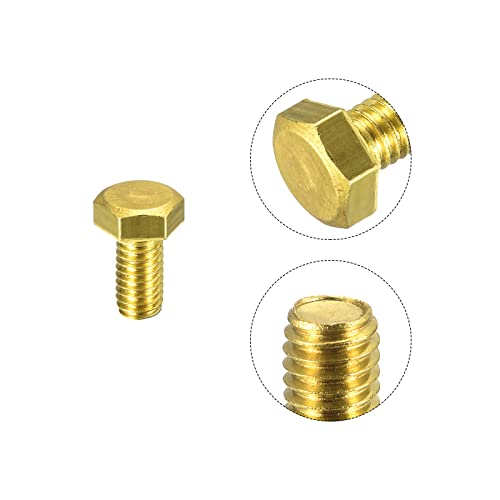 Image of uxcell Brass Hex Bolts, M6x12mm 5pcs Fully Thread Grade 4.8 Solid Brass Hexagon Head Bolt Machine Screws for Machinery