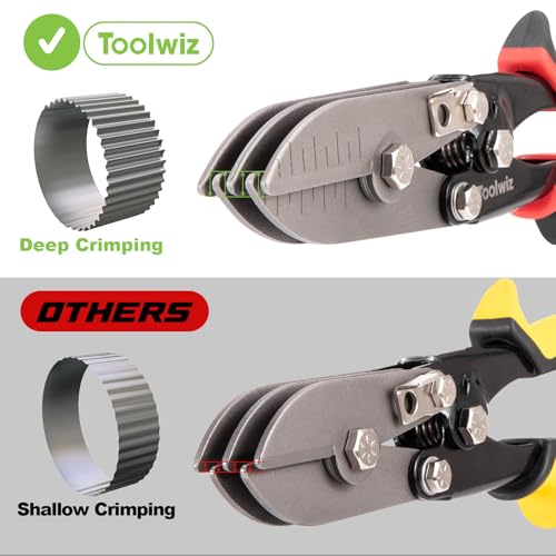 Toolwiz 5 Blade Sheet Metal Tools, Duct Crimping Tool for 24-26 Gauge Downspout, Stove Pipe, Stainless Steel, Ventilation Duct Systems, 10-1/2" HVAC Sheet Metal Crimper Efficient Pipe Crimper by Toolwiz - Image 7