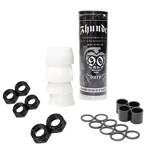 Thunder Skateboard Bushings White 90a with Axle, Kingpin Nuts and Speed Kit