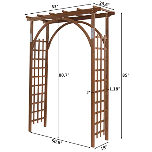 Wooden Wedding Arch, Wooden Pergola, Photo Booth Backdrop Stand, Garden Trellis Archway for Weddings, Parties, Indoor, Outdoor, Backdrops Decorations (63\" L x 24\" W x 85\" H) - Thumbnail 6
