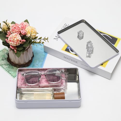 Image of White Metal Tin Box with Lid, 8.5 x 5.3 x 1.9 Inch Rectangular Empty Tin Box for Home Storage