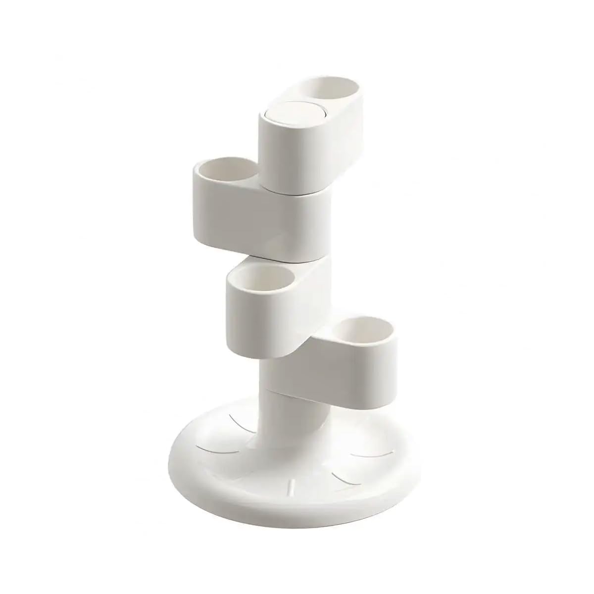 ARFUKA Rotatable Toothbrush Holder Plastic 4 Slots Toothbrush Organizer for Bathroom Vanity Countertop White