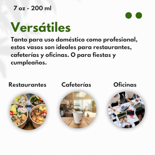 Miniatura 5 de Ac All Catering 1000 Vasos Desechables De Café Para Llevar - Vasos Cartón Para Servir El Café, El Té, Bebidas Calientes Y Frías 7 Oz - 200 Ml, Blanco