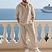 Herren Jogginganzug Set Sommer Baumwolle 2 Teilier Trainingsanzug Langarm Poloshirt und Hose Freizeitanzug Sportanzug Einfarbig Casual Outfit mit Knöpfen und Kapuze für Alltag