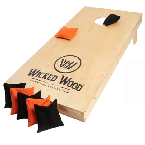 Cornhole Set – 120 x 60 cm – Wicked Wood – Offizielle ACL-Empfehlung – Enthält 2 x 4 Taschen - Für Outdoor (Starting Kit - 120x60 (1 Board))