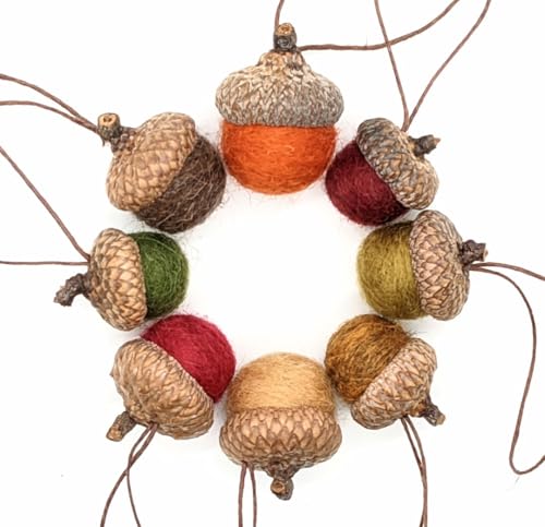 Wool Felted Acorns OR Acorn Ornaments in Fall Colors, Set of 8