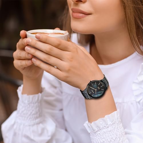 Image of Titan Edge Metal Ladies Allure Quartz Analog Blue Mother of Pearl Dial Blue Stainless Steel Strap Watch for Women - NT2734QM02