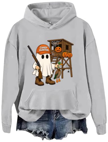 Halloween Ghost Sweatshirts Candy Hunter Sweatshirt Camo Ghost with Duck Shirt Duck Hunting Halloween Hoodies