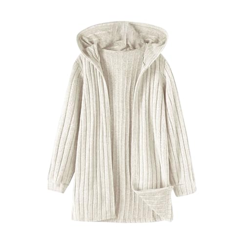 Boys Girls Mid Length Knitted Cardigan Jacket Fall Winter Lightweight Coat Kids Long Sleeve Solid Color Hoodie