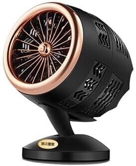 Electric Fan Heater, Portable Desktop Heater, Mini Fan Heater, PTC Fast Heating Thermostat Hot Air, for Desktop Home Office Room (Black Gold)