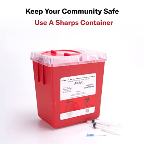 Alcedo Sharps Container For Home Use 2 Quart (1-Pack), Biohazard Needle And Syringe Disposal, Medical Grade, Professional Use #TOP5