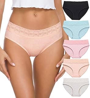 Womens Underwear Cotton Panties for Women Underpants Briefs Hipster Lace Bikini Pack(218-Light, XL)