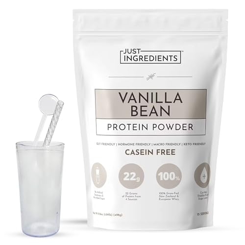 Just Ingredients Vanilla Bean Protein Powder Smooth Clean Protein Blend | Flexfinity Shake Kit with Cup Straw & Stirrer
