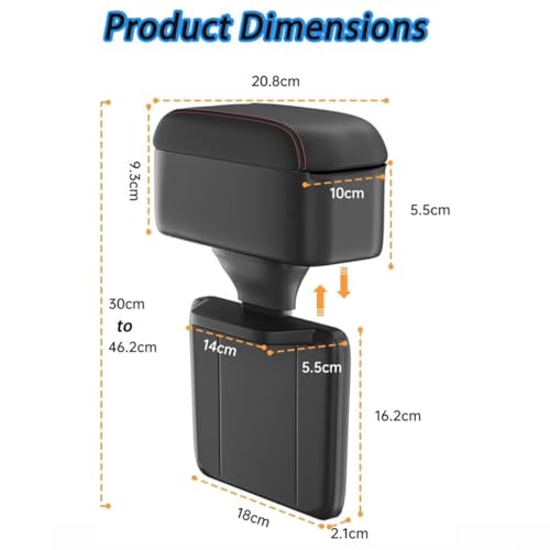 Image of Arm Rest for Car,Car armrest Car arm Rest,Seat Gap Storage Box,Car Seat Gap Filler Organizer,Wrist Support Adjustable Armrest,Car Central Liftable Armres Storage Organizer Box Black