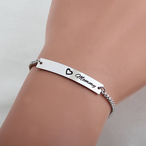 Image of WUSUANED Sn&Daughe&Mommy Bracelet Baptism Bracelet Mom Family Bar Bracelet Set Gift for New Mom&Newborn