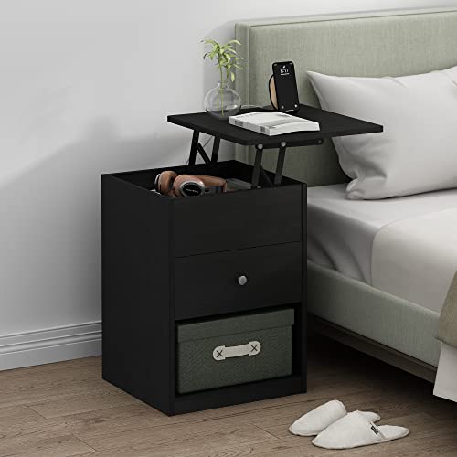 Image of Furinno Jensen Lift Top Nightstand, Americano