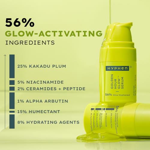 Image of Hyphen 5% Niacinamide, 1% Alpha Arbutin & 25% Kakadu Plum Brightening Face Serum | 20X Vitamin C for Glowing Summer Skin | Hydrating Serum for Dark Spots, Pigmentation & Dryness | All Skin Types