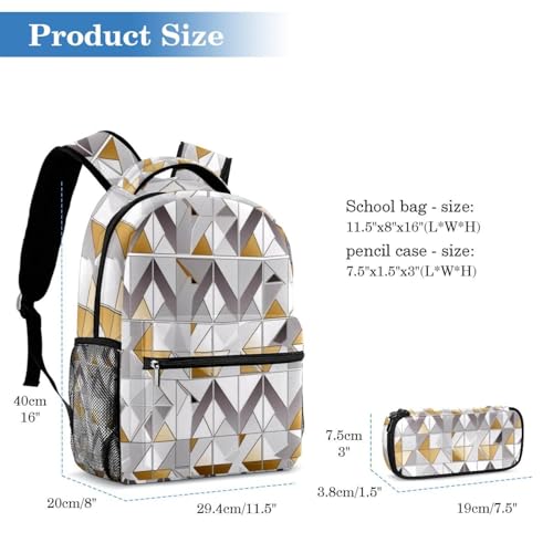 Sac à dos géométrique pour le collège et le lycée style tendance multicolore - 2