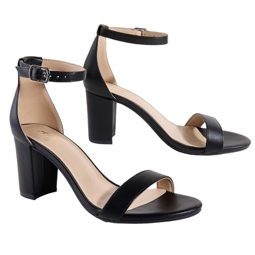 Image of Ankis Heels for Women Open Toe Ankle Strap Chunky Heel Sandals 2.75 Inch