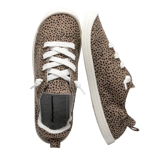 Image of FUNKYMONKEY Slip-On Canvas Sneakers for Women, Comfortable Lightweight Lace-Up Flat Casual Tennis Shoes Breathable Walking Shoes for Everyday Wear