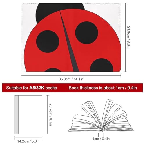 Couverture de notes A5 en cuir synthétique de qualité supérieure Ladybug
