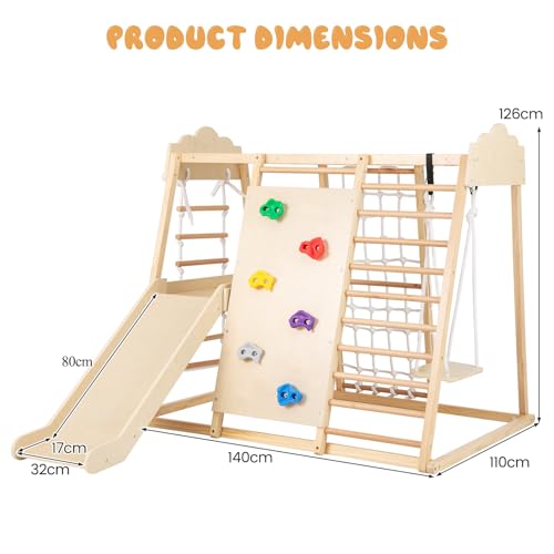 Maxmass 8 in 1 Kids Climbing Frame Wooden Climber with Slide - Image 6