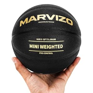 Elite Size 3 Mini Weighted Basketball Training Equipment, 1.35LBS | Durable in&Outdoor Trainer, Enhanced Grip Composite Leather, Improve Handling Dribbling Passing Rebounding Skills