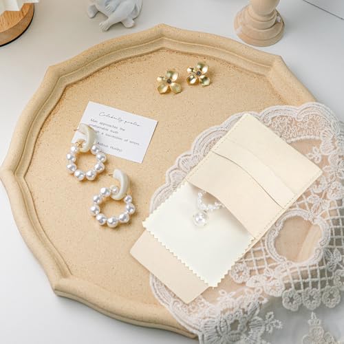 Bolsa de joyería de microfibra de 7x7cm blanca estilo sobre para almacenar 3