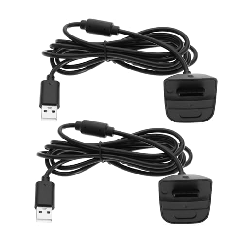Create idea 2 cavi di ricarica USB di ricambio compatibili con Xbox 360/360 Slim Controller Caricabatterie Accessori Nero
