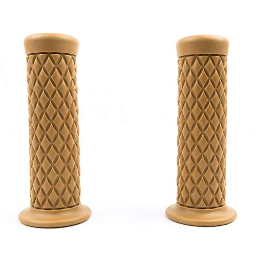 SFONIA 2pcs Poignées de Guidon Poignée Moto 22MM 7/8' en Caoutchouc Anti-dérapant Universel pour Moto Scooter Quad Cruiser Off Road (Jaune Marron)