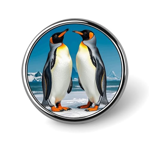 Aluminium Alloy Round Badge Brooch Pins for Men Happy Penguins Brooches Elegant Pin for Women Fashion Button Badges Brooch Badge for Hats Jackets Shirts