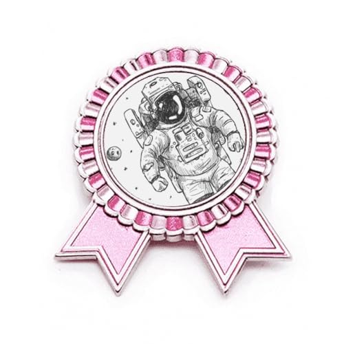 Broche astronaute rose pin's espace extra-terrestre métal taille M