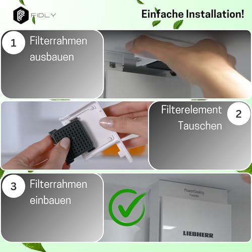 Fidly 1x Aktivkohlefilter für Liebherr 9882460 744021-00 9096989 09882429, Ersatzfilter für den Kühlschrank, Kokos-Aktivkohl Fresh Air als Geruchsfilter für optimale Luftreinigung, Made in Germany