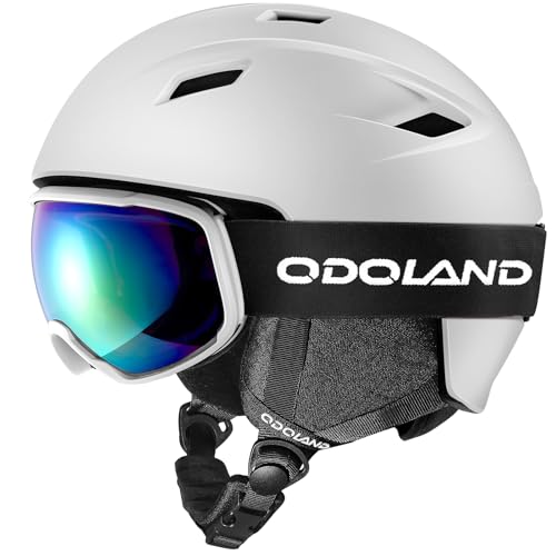 Odoland Ski Helmet and Goggles Set for Adults & Youth, Snowboard Helmet with Goggles - Shockproof...
