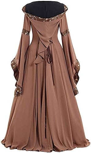 Middeleeuwse jurk voor dames Renaissance-kostuums met ruches Iers Over de vloer Lange jurk Halloween Cocktailparty Cosplay Retro jurk (paars XL