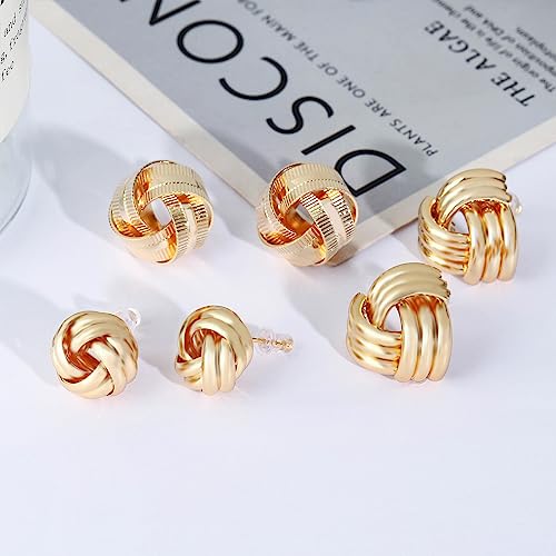 NEWITIN 15 Pairs Gold Love Knot Earrings for Women Hypoallergenic Earring 14K Gold Plated Woven Love Knot Stud Earrings for Women3