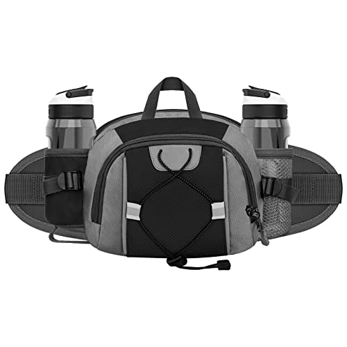 ENONEO Riñonera Mujer Hombre Impermeable Riñoneras Deportivas Gran Capacidad Running Riñonera con 3 Bolsillos y Bandolera, Moda Bolso de Cintura para Escalada Senderismo Ciclismo Camping (Negro) Cover