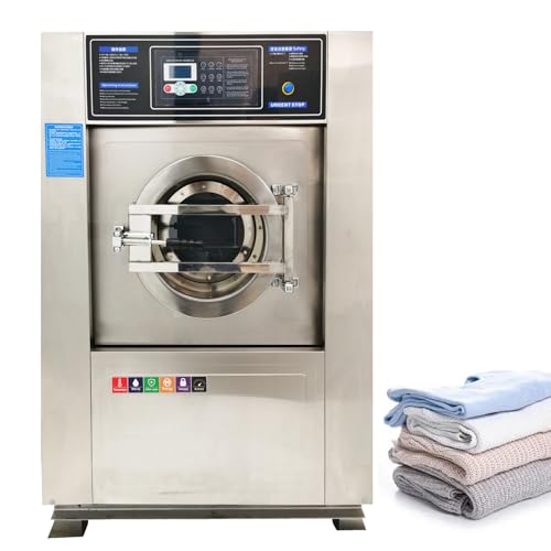 TECHTONGDA Industrial Laundry Washing Machine 44lb Automatic Washing Machine Washing Dehydrating Drying 3in1 Commercial Washer Three-phase 208V
