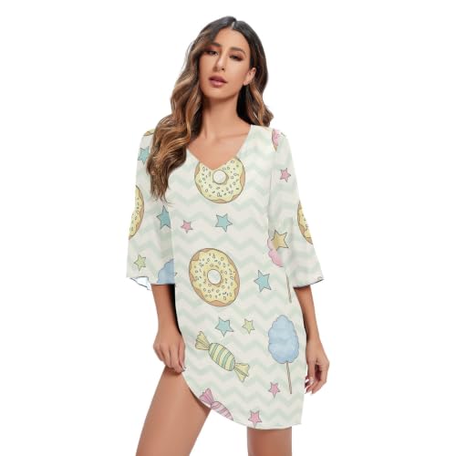 Robe d'été courte donuts pastel pour un look de vacances décontracté