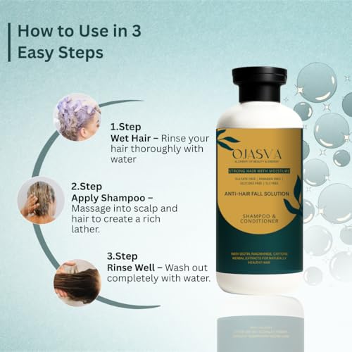 Image of Anti-Hair Fall 2-in-1 Shampoo & Conditioner | 100% Natural | Moisture-Rich Formula | Strengthens Roots & Reduces Breakage | Paraben & Sulphate Free Root Repair Shine | For Men & Women | All Hair Types | 300ml