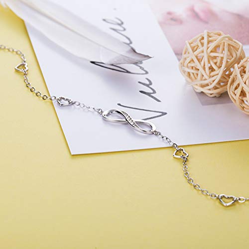 Billie Bijoux Womens 925 sterling Silver Infinity Endless Love Symbol Charm Adjustable Anklet Bracelet