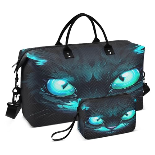 Kigai Wild Cat Blue Eyes Duffle Bag Versatile Travel Duffel for Men and Women, Carry On for Weekend or Overnight Stay