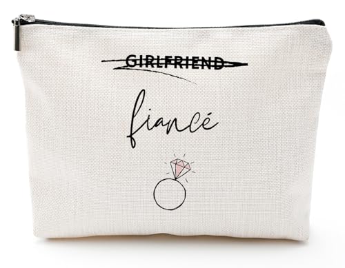 Vancsenia Fiance Engagement Gifts for Women-Bride to Be Makeup Bag for Bride Newly Engaged Pouch Bachelorette Party Cosmetic Bag for Women