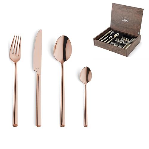 Amefa METROPOLE Besteck Set 24-teilig PVD kupfer | Mit Besteckbox | Besteckset 6 Personen | Besteck rostfrei | 18/10 Edelstahl hochglanzpoliert |...
