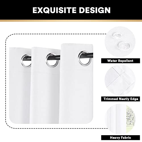 Image of PrinceDeco 100% Blackout Curtains for Bedroom Blackout Linen Curtain for Sliding Glass Door Extra Wide Blackout Curtains Anti Rust Grommet Room Divider for Living Room,W100 X L108 Inch,White
